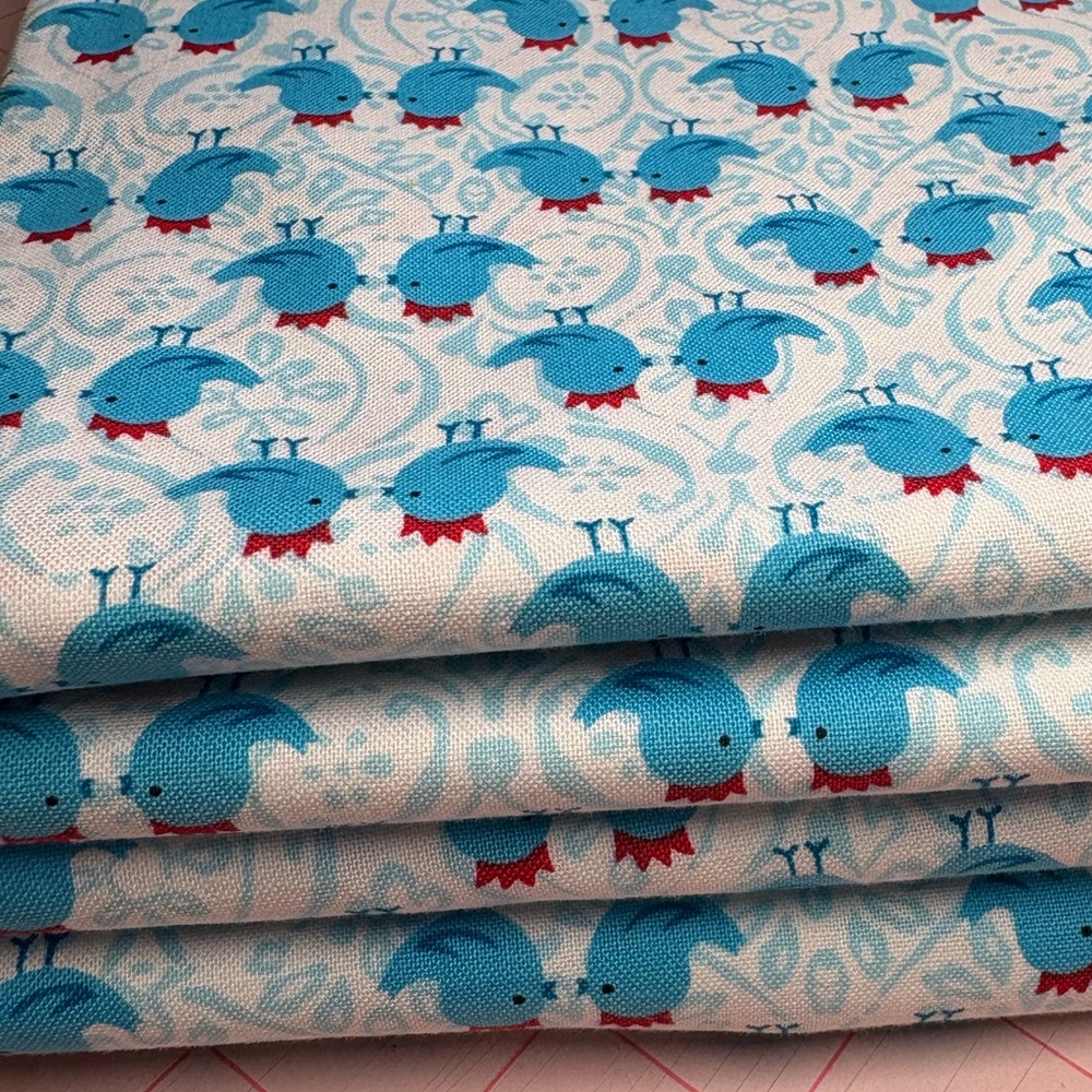 Blue Bird Cotton Quilting Fabric - 4 -1 yard cuts
